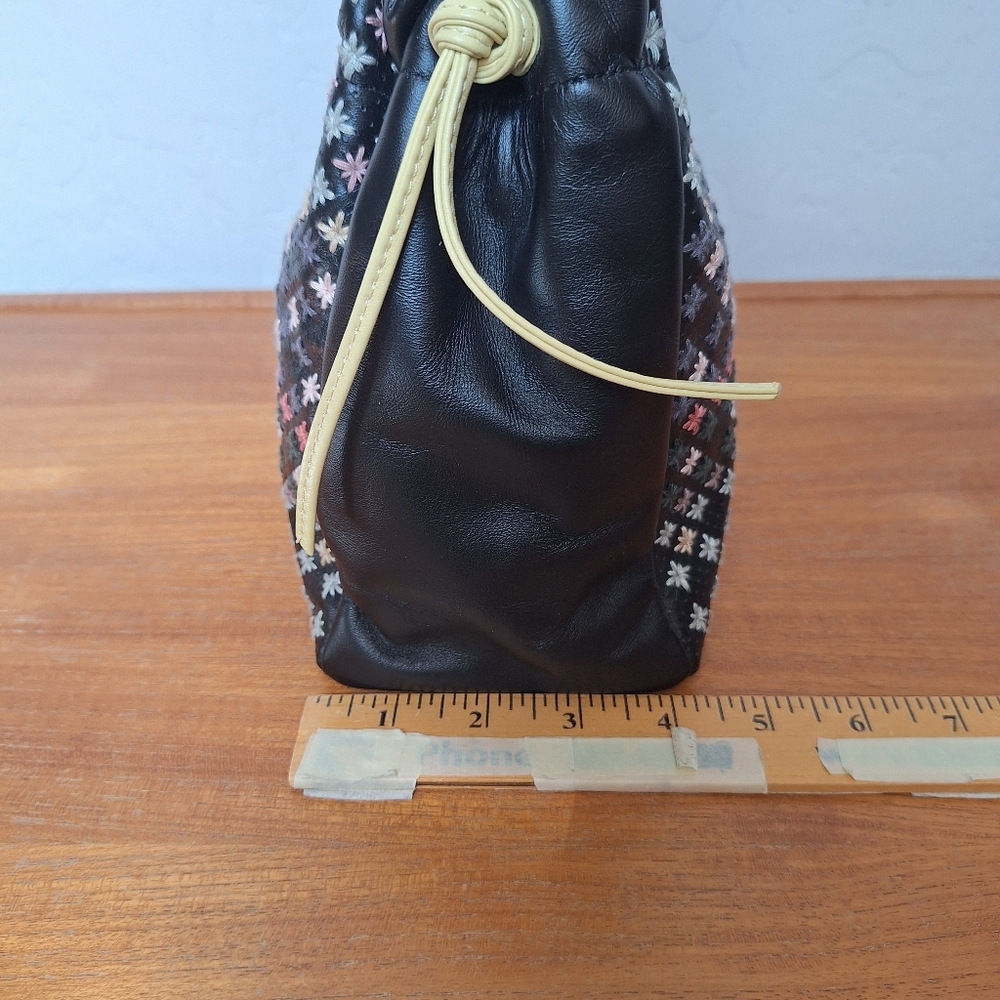Radley Floral Embroidered Leather Satchel Ditsy Rainbow Country Grandma Black - Picture 13 of 15